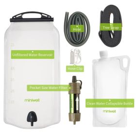 Miniwell Outdoor Gravity Water Filter System for Hiking, Camping, Survival and Travel (Color: Brown)