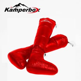 Camping Down Socks Down Boots Sleeping Bag Socks Down Boots Camping Sleep Boots Kamperbox Sleeping Bag Down Boots (Colour: Longsocks Red)