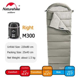 Naturehike Winter Sleeping Bag Ultralight Compact Potable Envelope Cotton Quilt Spliced Travel Outdoor Camping Sleeping Bag (Color: Green - M300-Right)