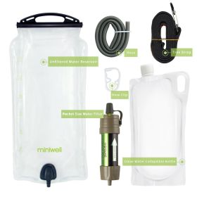 miniwell Outdoor Portable Gravity Water Filter System with Water Reservoir for hiking,camping,survival and travel (Color: Brown)